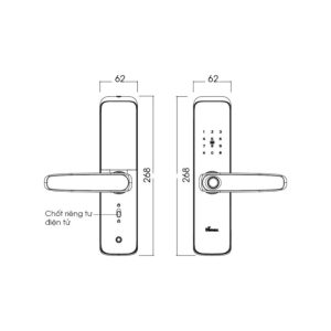 Kích thước khóa thông minh (App Wifi) Demax SL268 BN