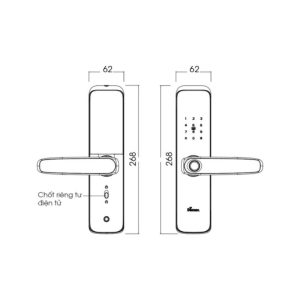 Kích thước khóa thông minh (App Wifi) Demax SL268 MB