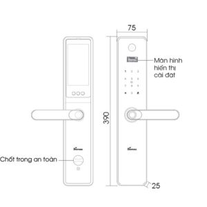 Kích thước khóa thông minh - Màn hình chuông Demax SL-C626 CG
