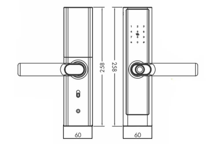 Khóa điện tử Hurbert HB CG39 Copper kích thước Khóa điện tử Hurbert HB CG39 Copper