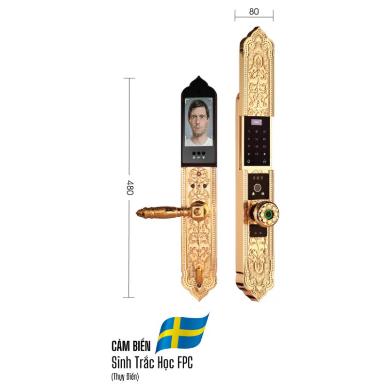 Kích thước Khóa đại sảnh – biệt thự Demax SL9382 Gold Khóa đại sảnh – biệt thự Demax SL9382 Gold