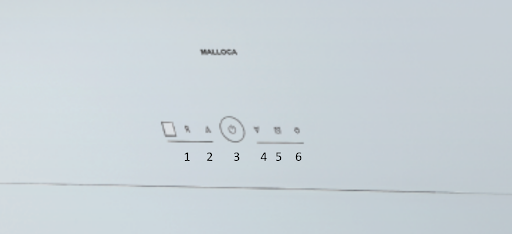 Bảng điều khiển máy hút mùi áp tường Malloca MC 9039W (kính trắng)