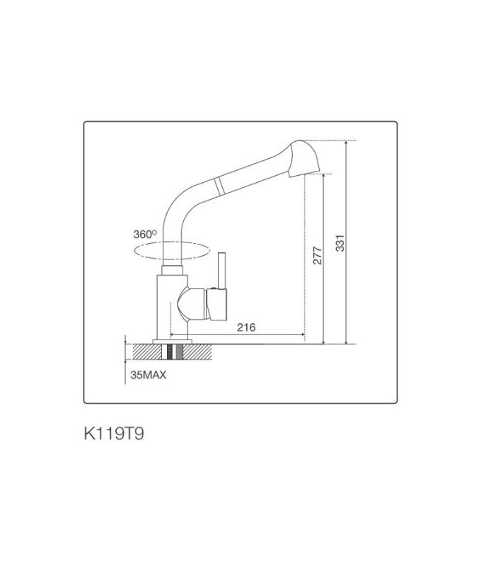 Vòi rửa bát nóng lạnh Malloca K119T9 3 Thiết kế của Vòi rửa bát Malloca K119T9