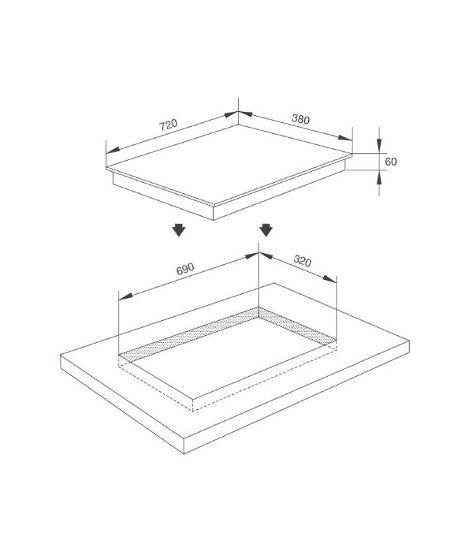 Bếp từ kết hợp hồng ngoại Malloca MH-02IR SB 3 kích thước của Bếp từ kết hợp hồng ngoại Malloca MH-02IR SB