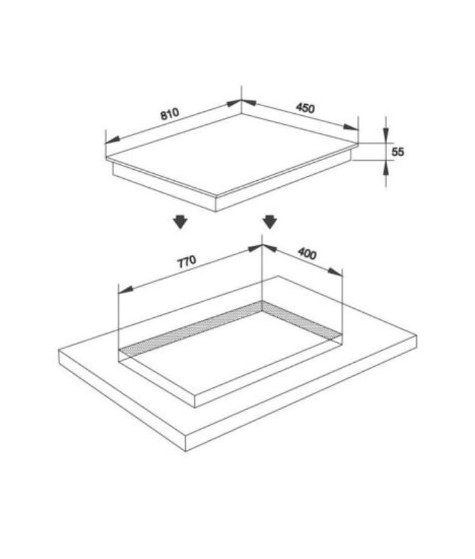 Bếp từ kết hợp hồng ngoại Malloca MH-03IRB DB 3 kích thước của Bếp từ kết hợp hồng ngoại Malloca MH-03IRB DB