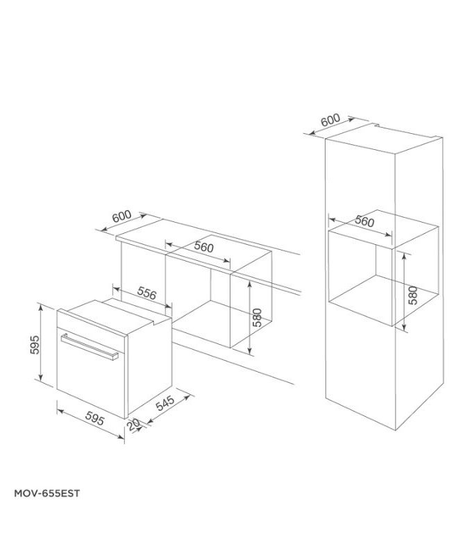 Lò nướng âm tủ 65L Malloca MOV-655EST 3 Thiết kế của Lò nướng Malloca MOV-655EST