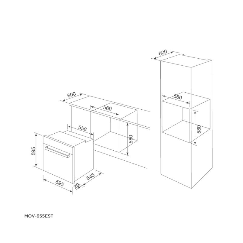 Thiết kế của Lò nướng Malloca MOV-655EST Thiết kế của Lò nướng Malloca MOV-655EST
