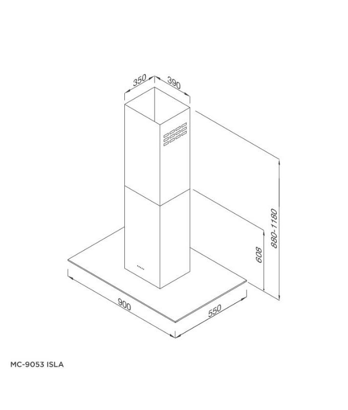 Máy hút mùi đảo Malloca MC-9053 ISLA 3 Thiết kế của Máy hút mùi Malloca MC-9053 ISLA