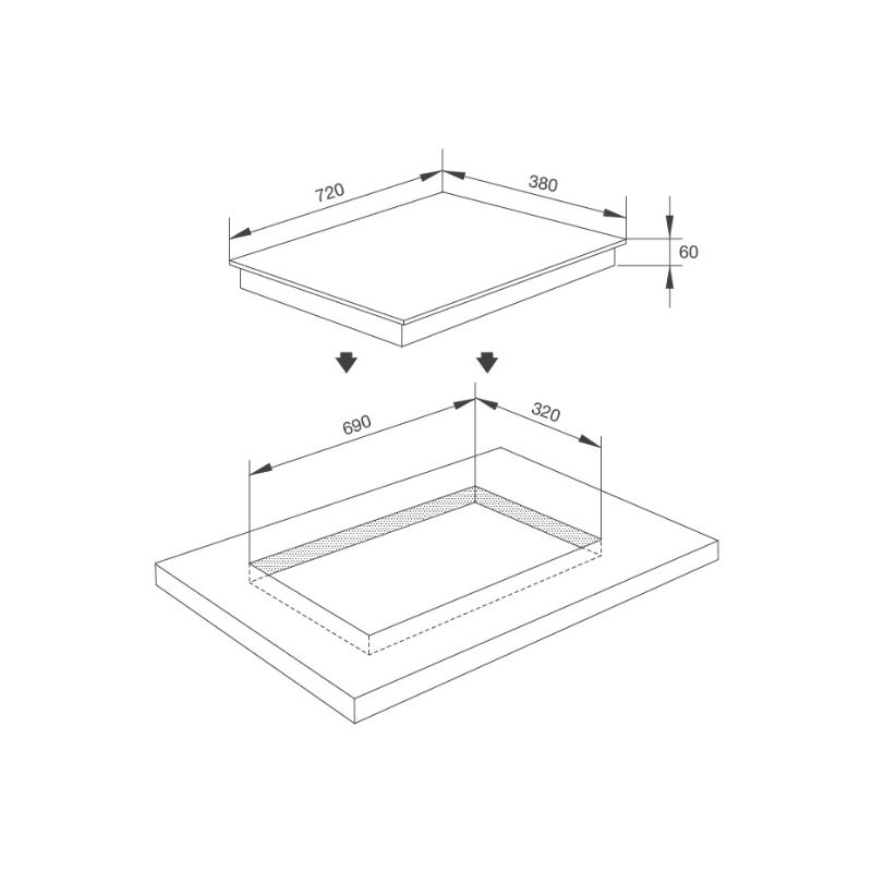 kích thước của Bếp từ kết hợp hồng ngoại Malloca MH-02IR LB kích thước của Bếp từ kết hợp hồng ngoại Malloca MH-02IR LB