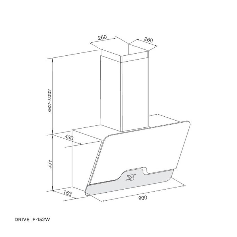 kích thước của Máy hút mùi Malloca DRIVE F-152W kích thước của Máy hút mùi Malloca DRIVE F-152W