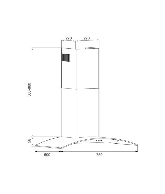 Máy hút mùi áp tường Malloca MC 750E 3 Thiết kế của Máy hút mùi Malloca MC 750E