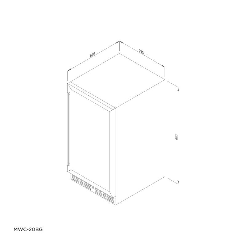 kích thước của Tủ bảo quản rượu vang âm tủ/độc lập Malloca MWC-20BG Kích thước của Tủ bảo quản rượu vang âm tủ/độc lập Malloca MWC-20BG