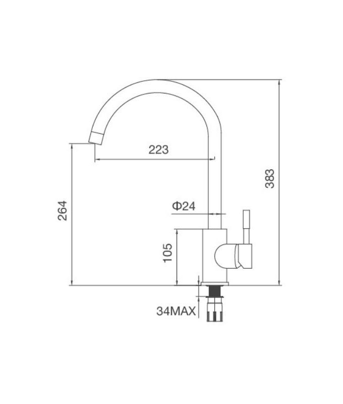Kích thước vòi rửa bát Malloca K569-S