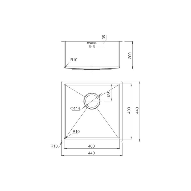 kích thước của Chậu rửa bát Malloca MS 1044P kích thước của Chậu rửa bát Malloca MS 1044P