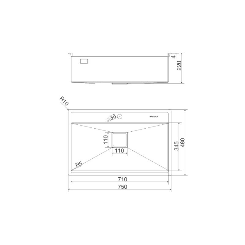 Kích thước của Chậu rửa bát Malloca MS 6302T Kích thước của Chậu rửa bát Malloca MS 6302T