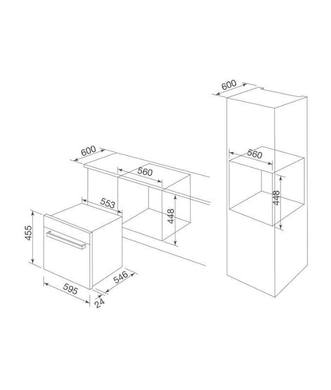 Lò vi sóng Malloca MW-40CP 5 Kích thước lò vi sóng âm tủ Malloca MW-40CP