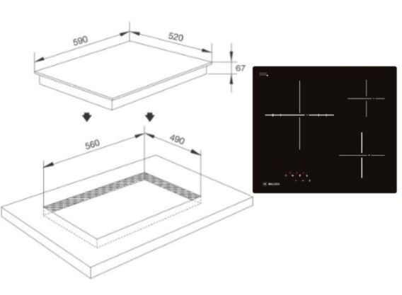 Kích thước bếp từ Malloca
