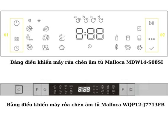 Mẫu bảng điều khiển máy rửa chén âm tủ Malloca Mẫu bảng điều khiển máy rửa chén âm tủ Malloca
