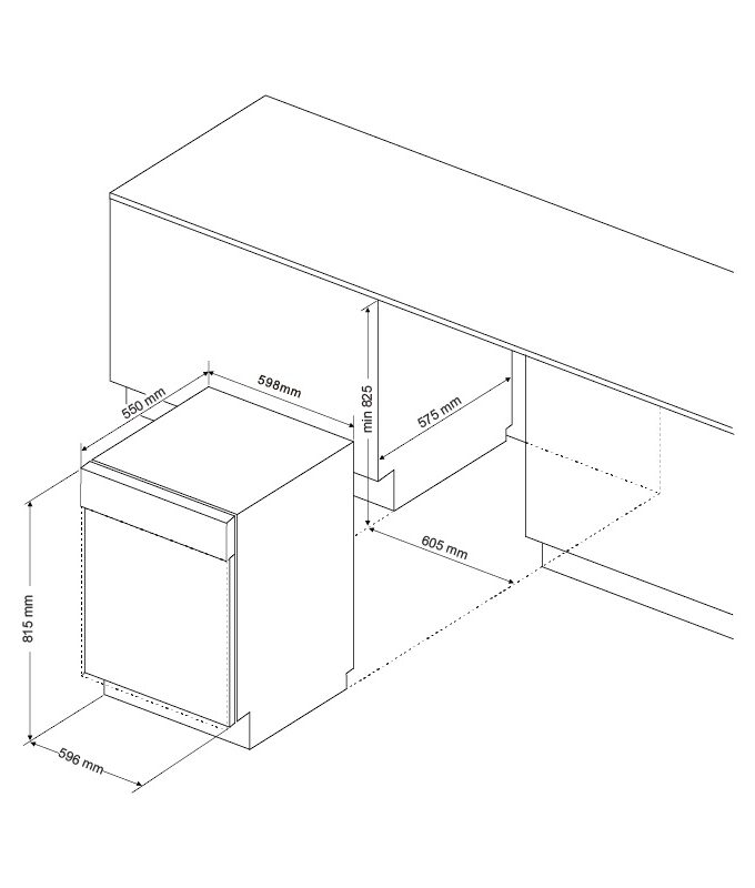 Máy rửa chén âm tủ hoàn toàn Malloca MDW14-7713AD 2 Kích thước Máy rửa chén âm tủ hoàn toàn MDW14-7713AD