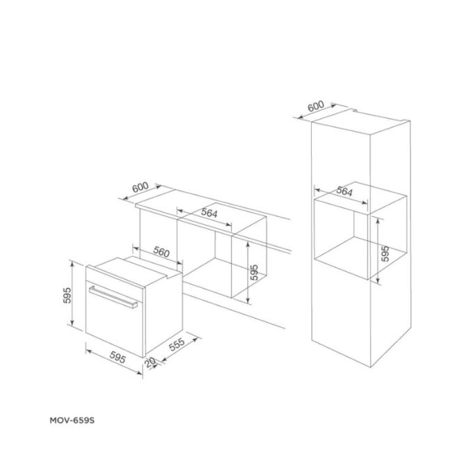 kích thước của Lò nướng Malloca MOV-659S