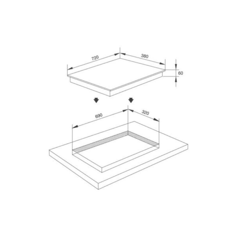 kích thước của Bếp từ kết hợp hồng ngoại Malloca MH-02IR TB kích thước của Bếp từ kết hợp hồng ngoại Malloca MH-02IR TB