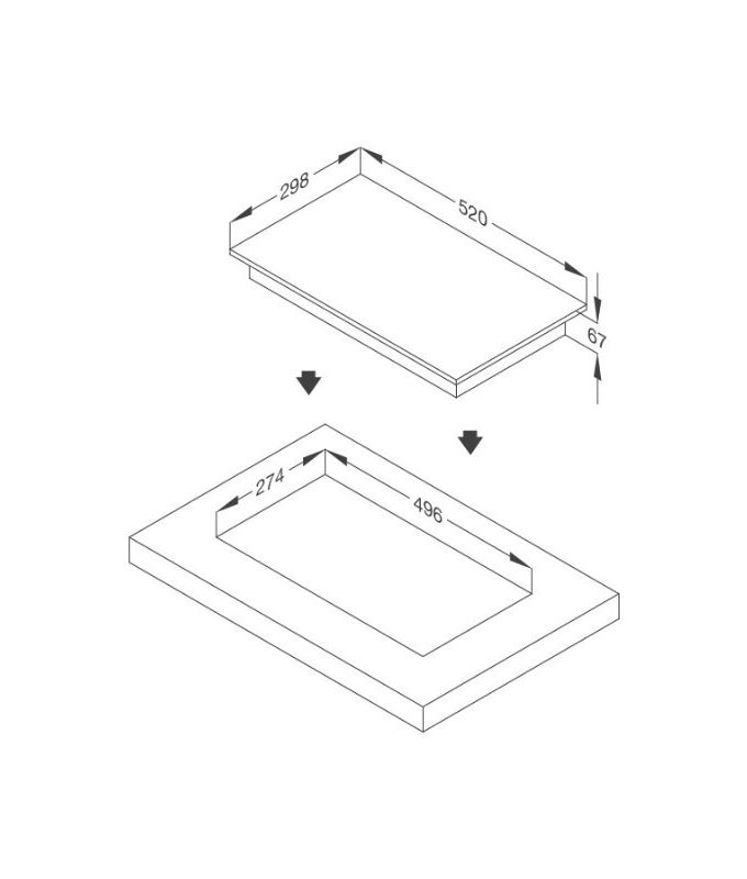 kích thước của Bếp hồng ngoại domino Malloca MDR 302
