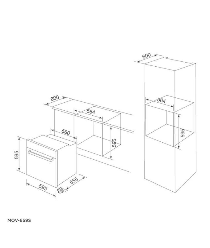 kích thước của Lò nướng Malloca MOV-659S