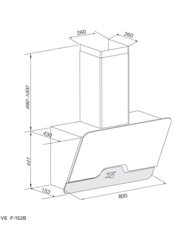kích thước của Máy hút mùi Malloca DRIVE F-152B