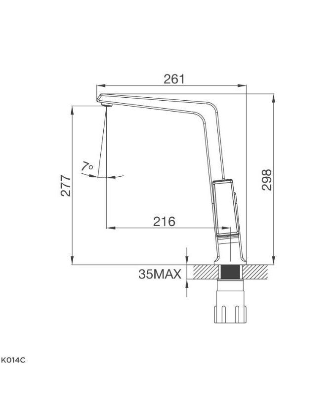 kích thước của Vòi rửa bát Malloca K014C