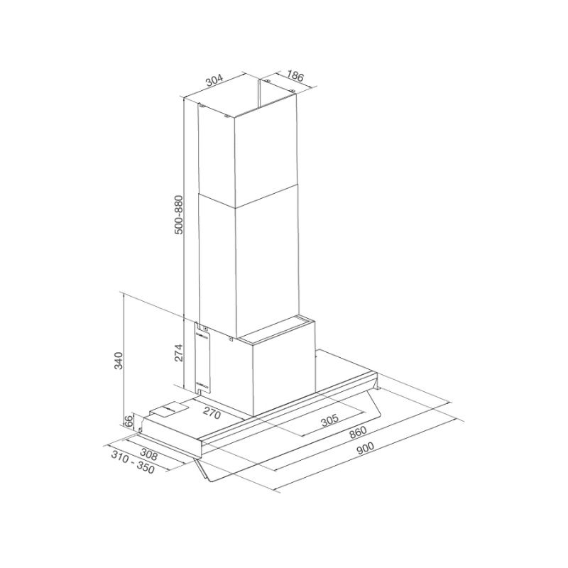 Thiết kế của Máy hút mùi Malloca Space MH 900SP Thiết kế của Máy hút mùi Malloca Space MH 900SP