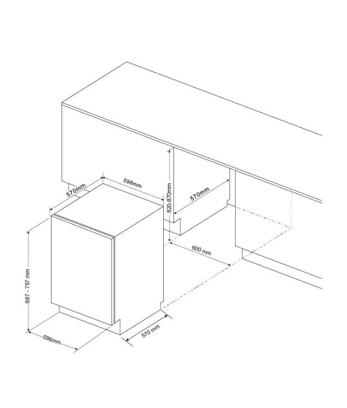 Máy rửa bát Malloca MDW14-B09FI âm tủ 6 kích thước của Máy rửa bát Malloca MDW14-B09FI