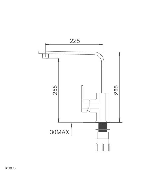 Kích thước vòi rửa bát Malloca K118-S
