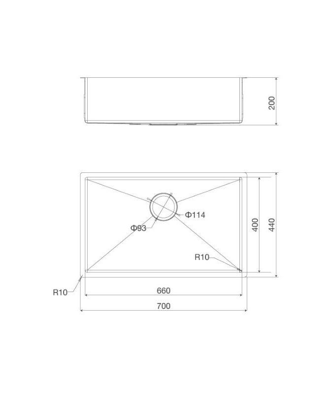 Kích thước của Chậu rửa bát Malloca MS 6070
