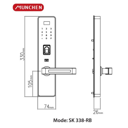Khóa vân tay Munchen SK 338-RB