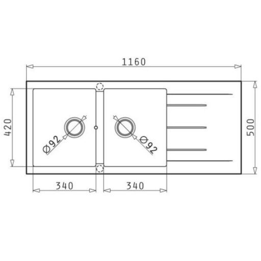 Chậu rửa đá BOSCH PYRAGRANITE ALAZIA (116X50) 2B 1D 3 chau rua bat bosch pyragranite alazia 2b 1d 1