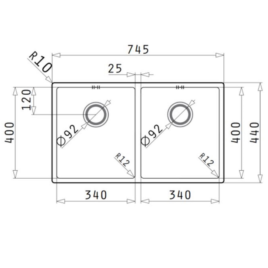 Kích thước chậu rửa bát inox BOSCH ASTRIS (74.5X44) 2B chau rua bat inox bosch astris 745x44 2b 1