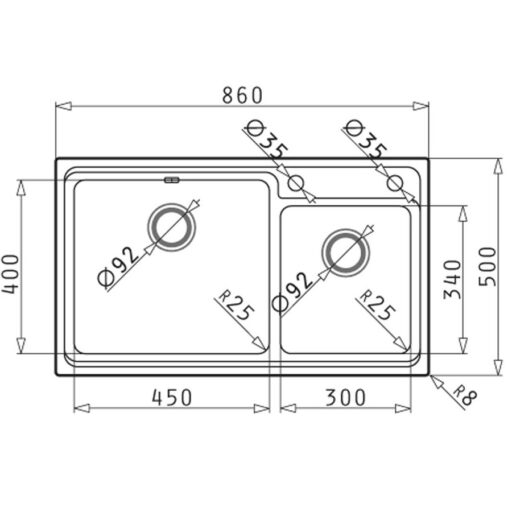 chau rua bat inox bosch studio 86x50 2b 1