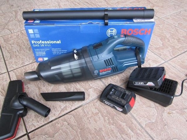Máy hút bụi cầm tay Bosch GAS 18V LI giá rẻ, chính hãng 3 cấu tạo chính là thân máy, túi đựng bụi, bộ lọc HEPA, đầu nối, đầu hút khe, bàn hút nhỏ