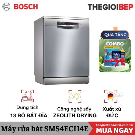 Máy rửa bát Bosch SMS4ECI14E serie 4, độc lập