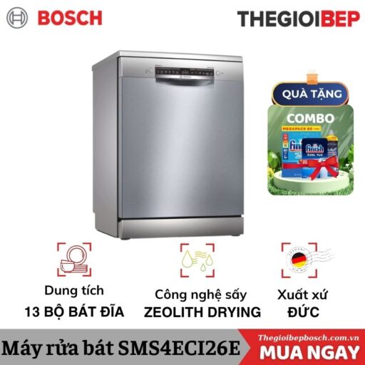 Máy rửa bát Bosch SMS4ECI26E serie 4, độc lập