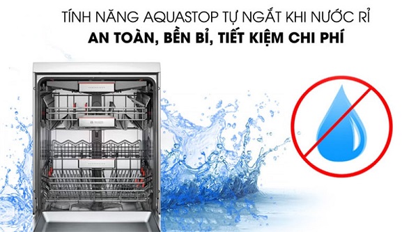 Đánh giá máy rửa bát Bosch SMI88US36E 3 Cảm biến chống rò rỉ nước, nếu phát hiện sự cố