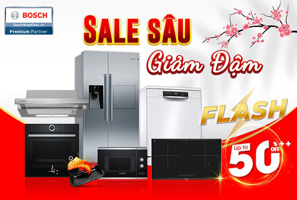 CHÀO ĐÓN 2022 – SĂN FLASH SALE 50% THIẾT BỊ NHÀ BẾP BOSCH 1 khuyen mai bosch 2022 banner