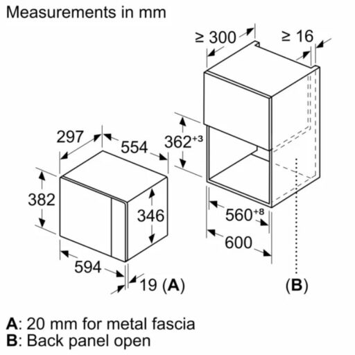 Kích thước lò vi sóng Bosch BFL523MS0B