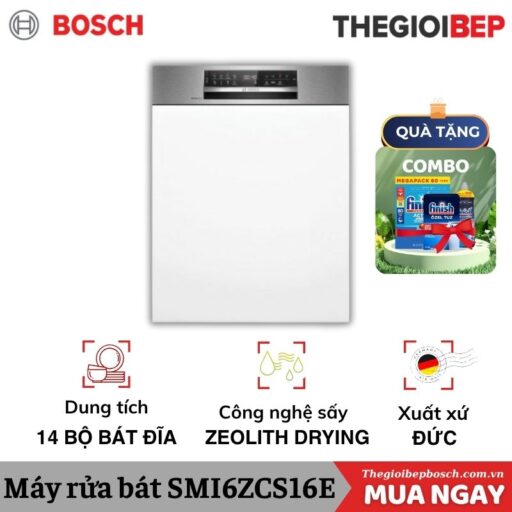 Máy rửa bát Bosch SMI6ZCS16E serie 6, bán âm
