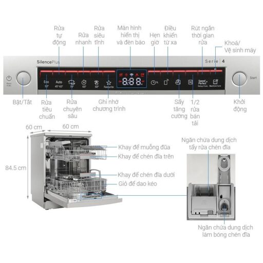 Máy rửa bát Bosch SMS4EKI06E serie 4, độc lập 5 chi tiet may rua bat doc lap bosch sms4eki06e serie 4