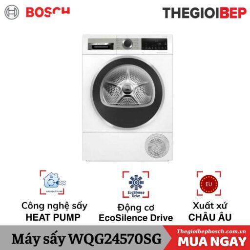 Máy sấy bơm nhiệt Bosch 9 kg WQG24570SG
