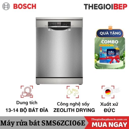 Máy rửa bát Bosch SMS6ZCI06E serie 6, độc lập