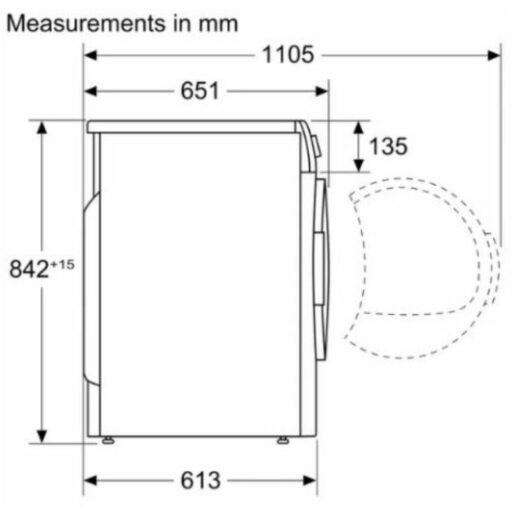 Máy sấy quần áo Bosch WQB245B0SG 5 kich thuoc may say quan ao bosch wqb245b0sg