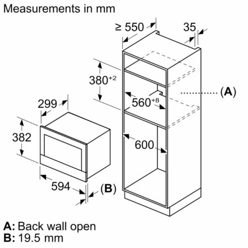 Kích thước lò vi sóng mini 21L Bosch BFL7221B1