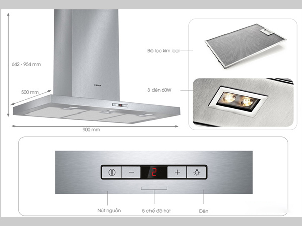 MÁY HÚT MÙI BOSCH DWB097E50 9 Tính năng của máy hút mùi BOSCH DWB097E50